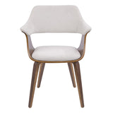 Lumisource Lucci Mid-Century Modern Chair in Walnut and Cream Velvet