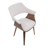 Lumisource Lucci Mid-Century Modern Chair in Walnut and Cream Velvet