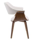 Lumisource Lucci Mid-Century Modern Chair in Walnut and Cream Velvet