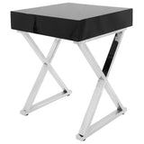 Lumisource Luster Contemporary Side Table in Black and Chrome