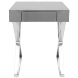 Lumisource Luster Contemporary Side Table in Grey and Chrome