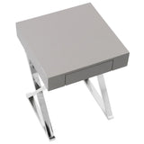Lumisource Luster Contemporary Side Table in Grey and Chrome