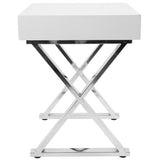 Lumisource Luster Contemporary Side Table in White and Chrome