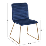 Lumisource Mara Contemporary/Glam Chair in Gold Metal and Blue Velvet