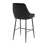 Lumisource Marcel Contemporary Counter Stool in Black Metal and Black Velvet - Set of 2