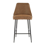 Lumisource Marcel Contemporary Counter Stool in Black Metal and Brown Faux Leather - Set of 2