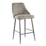 Lumisource Marcel Contemporary Counter Stool in Black Metal and Grey Faux Leather - Set of 2