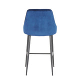 Lumisource Marcel Contemporary Counter Stool in Black Metal and Navy Blue Velvet - Set of 2