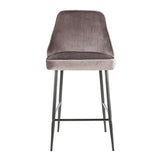 Lumisource Marcel Contemporary Counter Stool in Black Metal and Silver Velvet - Set of 2