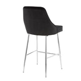 Lumisource Marcel Contemporary Counter Stool in Chrome and Black Velvet - Set of 2
