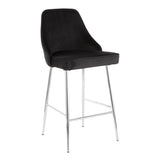 Lumisource Marcel Contemporary Counter Stool in Chrome and Black Velvet - Set of 2