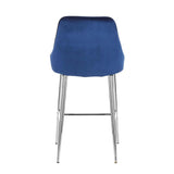 Lumisource Marcel Contemporary Counter Stool in Chrome and Navy Blue Velvet - Set of 2