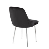 Lumisource Marcel Contemporary Dining Chair with Chrome Frame and Black Velvet Fabric - Set of 2