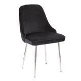 Lumisource Marcel Contemporary Dining Chair with Chrome Frame and Black Velvet Fabric - Set of 2