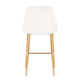 Lumisource Marcel Contemporary/Glam Counter Stool in Gold Metal and White Velvet - Set of 2
