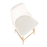 Lumisource Marcel Contemporary/Glam Counter Stool in Gold Metal and White Velvet - Set of 2