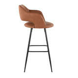 Lumisource Margarite Contemporary Barstool in Black Metal and Brown Faux Leather - Set of 2