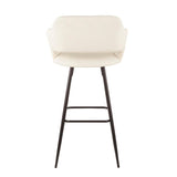Lumisource Margarite Contemporary Barstool in Black Metal and Cream Faux Leather - Set of 2