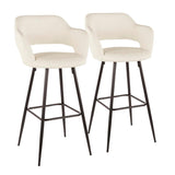 Lumisource Margarite Contemporary Barstool in Black Metal and Cream Faux Leather - Set of 2