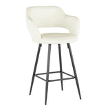 Lumisource Margarite Contemporary Counter Stool in Black Metal and Cream Faux Leather - Set of 2