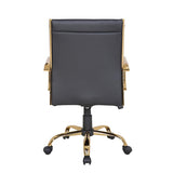 Lumisource Master Contemporary Adjustable Office Chair with Swivel in Gold with Black Faux Leather