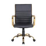 Lumisource Master Contemporary Adjustable Office Chair with Swivel in Gold with Black Faux Leather