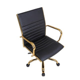 Lumisource Master Contemporary Adjustable Office Chair with Swivel in Gold with Black Faux Leather