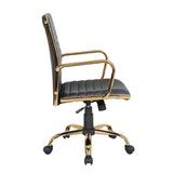 Lumisource Master Contemporary Adjustable Office Chair with Swivel in Gold with Black Faux Leather