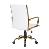 Lumisource Master Contemporary Adjustable Office Chair with Swivel in Gold with White Faux Leather