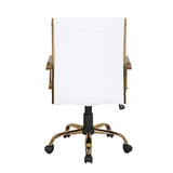 Lumisource Master Contemporary Adjustable Office Chair with Swivel in Gold with White Faux Leather