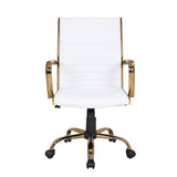 Lumisource Master Contemporary Adjustable Office Chair with Swivel in Gold with White Faux Leather