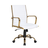 Lumisource Master Contemporary Adjustable Office Chair with Swivel in Gold with White Faux Leather