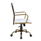 Lumisource Master Contemporary Adjustable Office Chair with Swivel in Gold with White Faux Leather