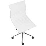 Lumisource Master Contemporary Armless Adjustable Task Chair in White Faux Leather