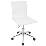 Lumisource Master Contemporary Armless Adjustable Task Chair in White Faux Leather