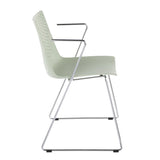 Lumisource Matcha Contemporary Chair in Chrome and Green - Set of 2