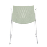 Lumisource Matcha Contemporary Chair in Chrome and Green - Set of 2