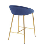 Lumisource Matisse Glam 26" Counter Stool with Gold Metal and Blue Velvet - Set of 2