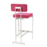 Lumisource Milton Contemporary Counter Stool in Stainless Steel & Pink Velvet