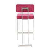 Lumisource Milton Contemporary Counter Stool in Stainless Steel & Pink Velvet