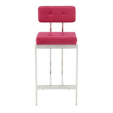 Lumisource Milton Contemporary Counter Stool in Stainless Steel & Pink Velvet