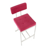 Lumisource Milton Contemporary Counter Stool in Stainless Steel & Pink Velvet