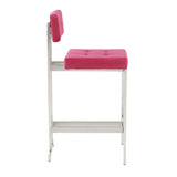 Lumisource Milton Contemporary Counter Stool in Stainless Steel & Pink Velvet