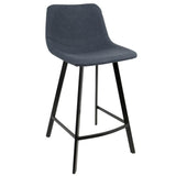 Lumisource Outlaw Industrial Counter Stool in Black with Blue Faux Leather - Set of 2