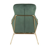 Lumisource Penelope Contemporary Lounge Chair in Gold Metal and Green Velvet