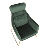 Lumisource Penelope Contemporary Lounge Chair in Gold Metal and Green Velvet