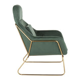 Lumisource Penelope Contemporary Lounge Chair in Gold Metal and Green Velvet