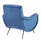 Lumisource Rafael Contemporary Lounge Chair in Black Metal and Blue Velvet