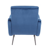 Lumisource Rafael Contemporary Lounge Chair in Black Metal and Blue Velvet