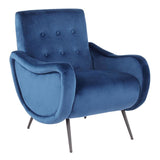 Lumisource Rafael Contemporary Lounge Chair in Black Metal and Blue Velvet